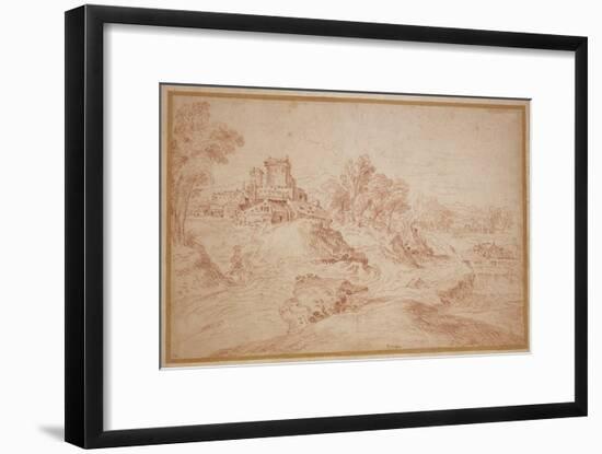 Landscape with a Castle, 1716-18-Jean Antoine Watteau-Framed Giclee Print