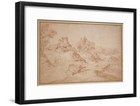 Landscape with a Castle, 1716-18-Jean Antoine Watteau-Framed Giclee Print