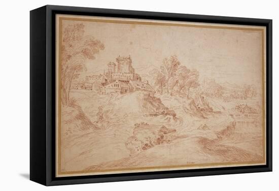 Landscape with a Castle, 1716-18-Jean Antoine Watteau-Framed Stretched Canvas