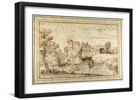 Landscape with a Castle and the Ruins of a Classical Portico-Annibale Carracci-Framed Giclee Print