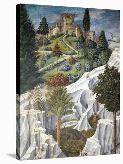Landscape with a Castle, Detail from the Procession of the Magi King's to Bethlehem, 1459-Benozzo Gozzoli-Stretched Canvas