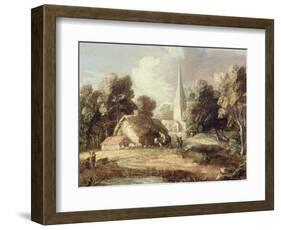 Landscape with a Church, Cottage, Villagers and Animals, C.1771-2-Thomas Gainsborough-Framed Giclee Print