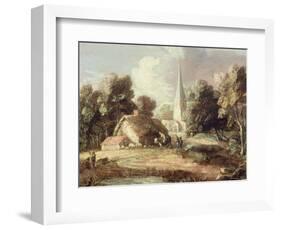 Landscape with a Church, Cottage, Villagers and Animals, C.1771-2-Thomas Gainsborough-Framed Giclee Print