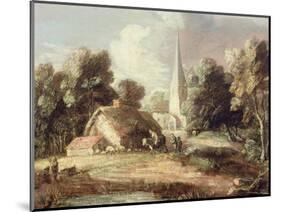 Landscape with a Church, Cottage, Villagers and Animals, C.1771-2-Thomas Gainsborough-Mounted Giclee Print