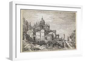 Landscape with a Church, Houses and a Mill-Canaletto-Framed Giclee Print