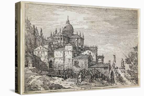 Landscape with a Church, Houses and a Mill-Canaletto-Stretched Canvas