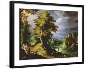 Landscape with a Deer Hunt, 1591-Paul Fischer-Framed Premium Giclee Print