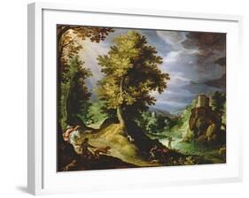 Landscape with a Deer Hunt, 1591-Paul Fischer-Framed Giclee Print