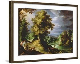Landscape with a Deer Hunt, 1591-Paul Fischer-Framed Giclee Print