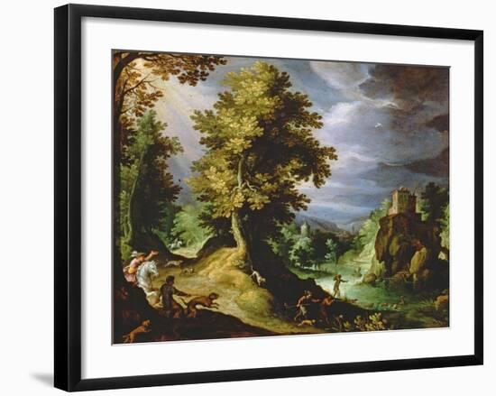 Landscape with a Deer Hunt, 1591-Paul Fischer-Framed Giclee Print