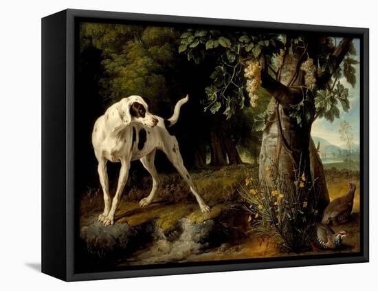 Landscape With a Dog And Partridges-Alexandre Francois Desportes-Framed Stretched Canvas