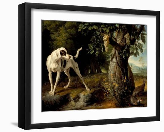 Landscape With a Dog And Partridges-Alexandre Francois Desportes-Framed Giclee Print