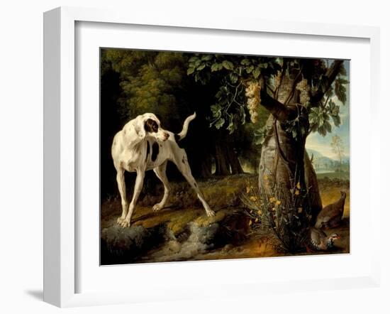 Landscape With a Dog And Partridges-Alexandre Francois Desportes-Framed Giclee Print