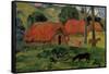 Landscape with a Dog in Front of a Shed, 1892-Paul Gauguin-Framed Stretched Canvas