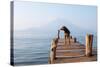 Landscape with a Dog on a Pier by the Lake.-Tati Nova photo Mexico-Stretched Canvas