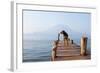 Landscape with a Dog on a Pier by the Lake.-Tati Nova photo Mexico-Framed Photographic Print