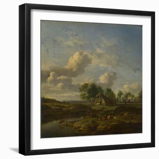 Landscape with a Farm by a Stream, 1661-Adriaen van de Velde-Framed Giclee Print