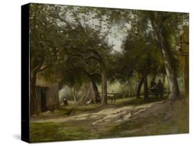 Landscape with a Farmyard, 1830-Adolphe-felix Cals-Stretched Canvas