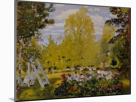 Landscape with a Flower Bed-Boris Michaylovich Kustodiev-Mounted Giclee Print