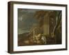 Landscape with a Ford, before 1640 (Oil on Canvas)-Sebastien Bourdon-Framed Giclee Print