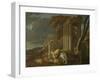 Landscape with a Ford, before 1640 (Oil on Canvas)-Sebastien Bourdon-Framed Giclee Print