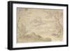 Landscape with a Fortified Town (Ink & Wash on Paper)-Claude Lorrain (1600-82)-Framed Giclee Print