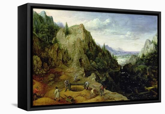 Landscape with a Foundry, 1595-Lucas van Valckenborch-Framed Stretched Canvas