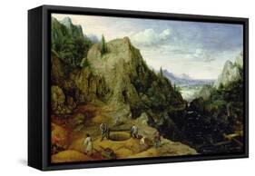 Landscape with a Foundry, 1595-Lucas van Valckenborch-Framed Stretched Canvas