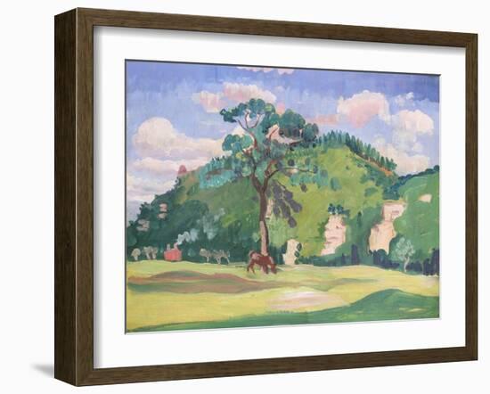 Landscape with a Grazing Horse, 1912-13-James Dickson Innes-Framed Giclee Print