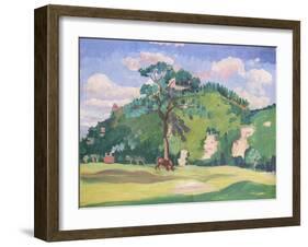 Landscape with a Grazing Horse, 1912-13-James Dickson Innes-Framed Giclee Print