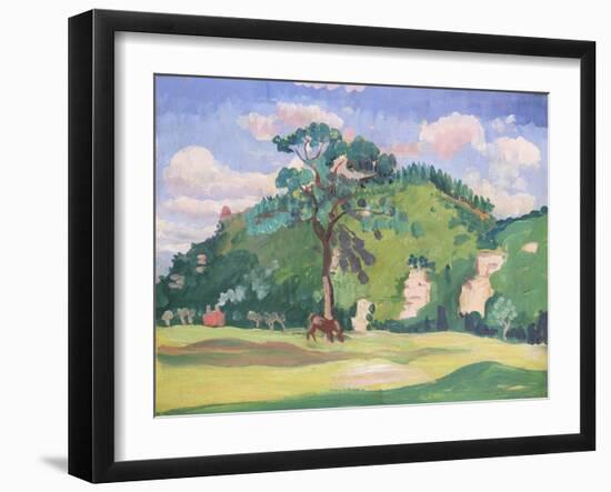 Landscape with a Grazing Horse, 1912-13-James Dickson Innes-Framed Giclee Print