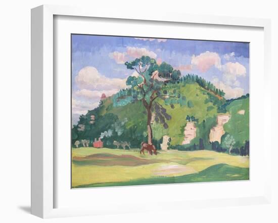 Landscape with a Grazing Horse, 1912-13-James Dickson Innes-Framed Giclee Print
