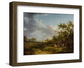 Landscape with a Gypsy Encampment-George Morland-Framed Giclee Print