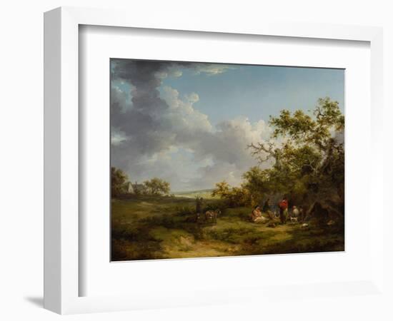 Landscape with a Gypsy Encampment-George Morland-Framed Giclee Print