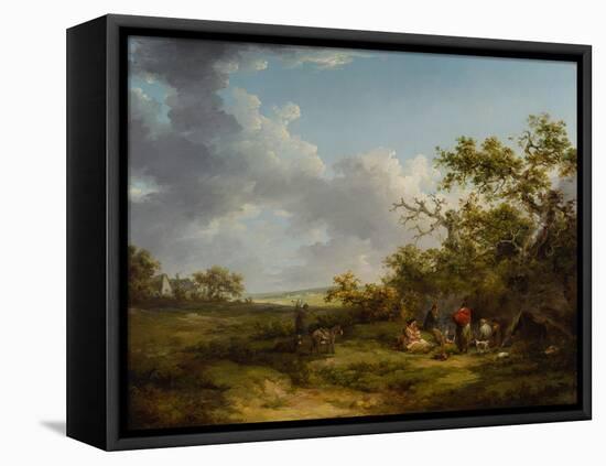 Landscape with a Gypsy Encampment-George Morland-Framed Stretched Canvas