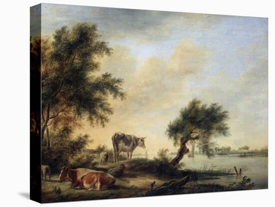 Landscape with a Herd, 18th Century-Jan Jansson-Stretched Canvas