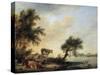 Landscape with a Herd, 18th Century-Jan Jansson-Stretched Canvas