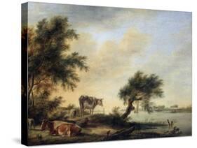 Landscape with a Herd, 18th Century-Jan Jansson-Stretched Canvas