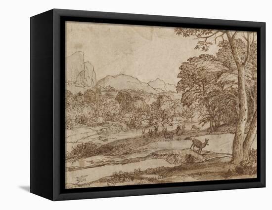 Landscape with a Herd of Deer-Claude Lorraine-Framed Stretched Canvas