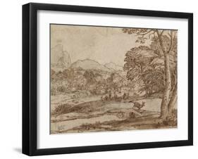 Landscape with a Herd of Deer-Claude Lorraine-Framed Giclee Print