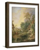 Landscape with a Hermit, 1742-Francois Boucher-Framed Giclee Print