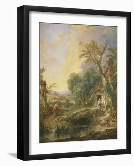 Landscape with a Hermit, 1742-Francois Boucher-Framed Giclee Print