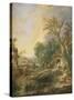 Landscape with a Hermit, 1742-Francois Boucher-Stretched Canvas