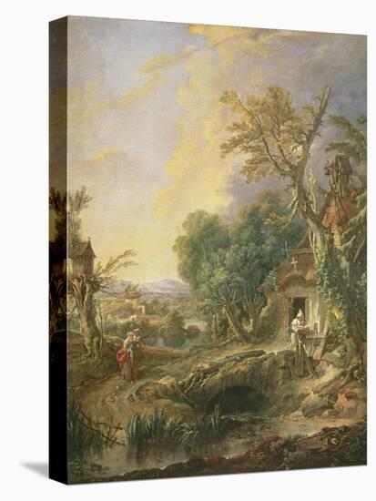 Landscape with a Hermit, 1742-Francois Boucher-Stretched Canvas