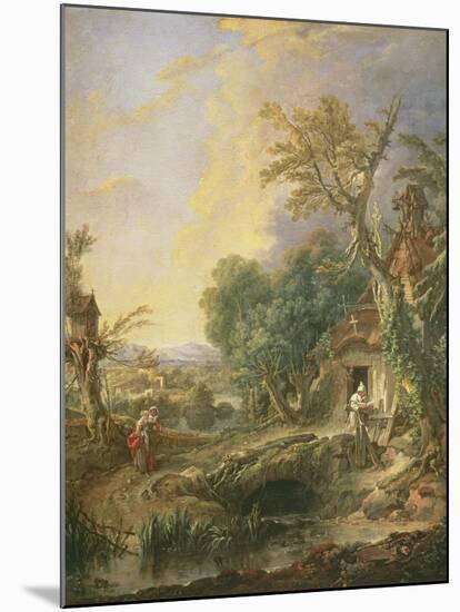 Landscape with a Hermit, 1742-Francois Boucher-Mounted Giclee Print