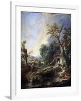 Landscape with a Hermit, 1742-François Boucher-Framed Giclee Print