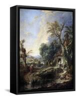 Landscape with a Hermit, 1742-François Boucher-Framed Stretched Canvas