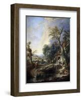 Landscape with a Hermit, 1742-François Boucher-Framed Giclee Print