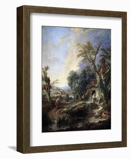 Landscape with a Hermit, 1742-François Boucher-Framed Giclee Print