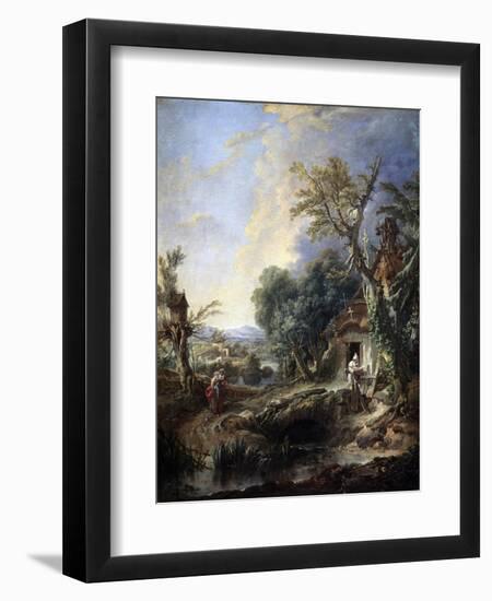 Landscape with a Hermit, 1742-François Boucher-Framed Giclee Print